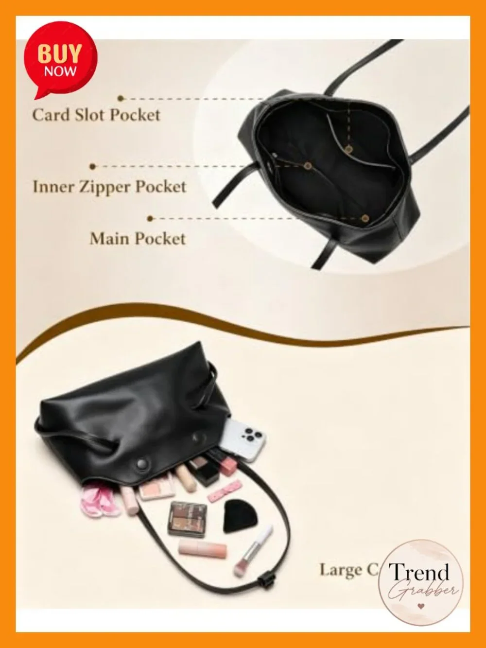 PU Leather Hobo Satchel Purse with Magnetic Closure, Large Capacity Shoulder Bag